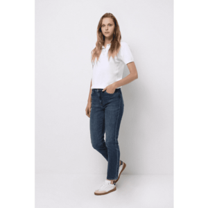 Blugi slim fit cu model cu 5 buzunare - Albastru inchis imagine
