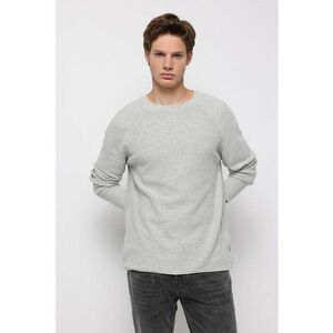 Pulover lejer cu maneci raglan si decolteu rotund - Gri deschis imagine