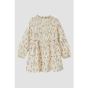 Rochie evazata cu imprimeu floral - Bej/Lila imagine