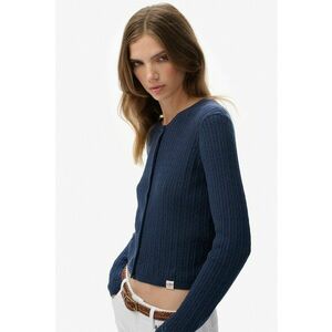 Cardigan din bumbac organic cu model torsade - Bleumarin imagine