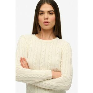 Pulover slim fit cu model torsade - Crem imagine