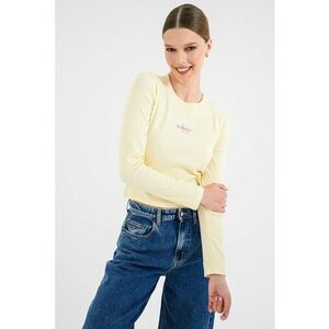 Bluza din amestec de bumbac cu imprimeu logo - Galben deschis imagine