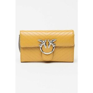 Geanta crossbody de piele cu bareta din lant Love One - Maro imagine