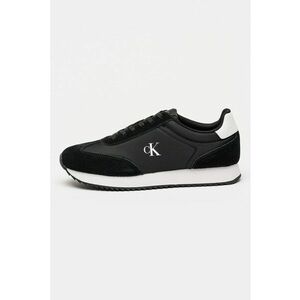 Pantofi sport low-cut cu garnituri de piele intoarsa - Negru/Alb optic imagine