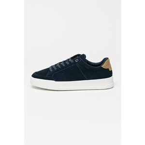 Tenisi low-cut de piele intoarsa cu platforma - Kaki/Bleumarin imagine