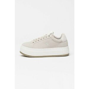 Pantofi sport flatform de piele intoarsa - Gri imagine