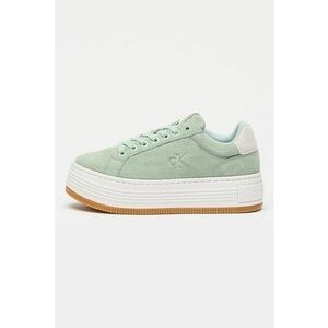 Pantofi sport flatform de piele intoarsa - Verde deschis imagine