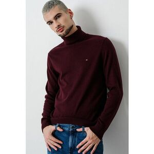 Pulover din amestec de bumbac organic si casmir cu guler inalt - Violet pruna imagine