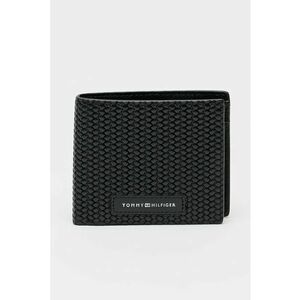 Portofel pliabil din piele cu aspect texturat - Negru imagine