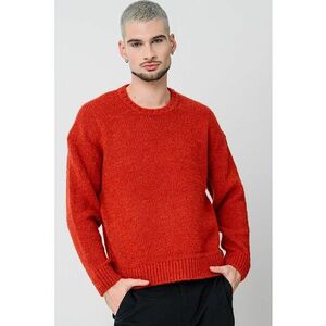 Pulover din amestec de lana alpaca a cu maneci cazute - Rosu imagine