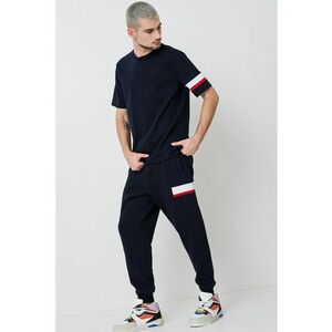 Tricou cu logo brodat - Rosu/Alb/Albastru ultramarin imagine