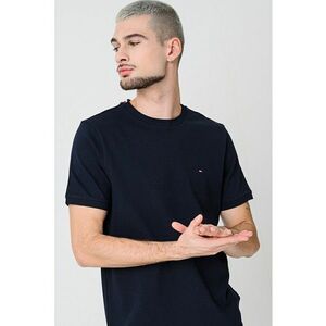 Tricou din amestec de bumbac organic si logo discret brodat - Rosu/Alb/Bleumarin imagine