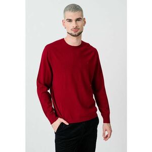 Pulover din lana cu decolteu la baza gatului - Rosu inchis imagine