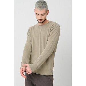 Pulover din amestec de bumbac cu decolteu rotund - Verde pal imagine