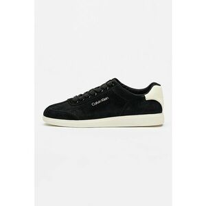 Pantofi sport de piele intoarsa cu logo lateral si talpa joasa - Alb/Negru imagine