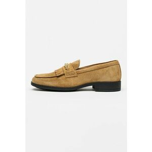 Pantofi loafer din piele intoarsa cu detaliu metalizat - Maro deschis imagine