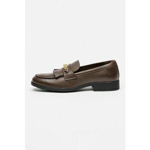 Pantofi loafer din piele cu detaliu metalizat - Maro inchis imagine