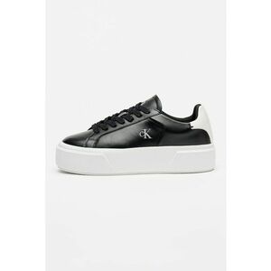 Pantofi sport flatform din piele cu logo Sienna - Alb/Negru imagine