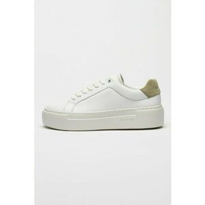 Pantofi sport low-cut din piele - Alb optic/Verde sparanghel imagine