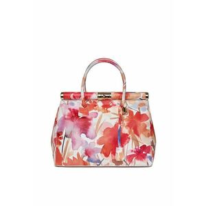 Geanta din piele cu flori Gioia model - Alb floral imagine