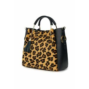 Geanta din piele cu par de ponei Fabiana - coniac/animal - Negru/Animal print imagine
