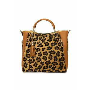 Geanta din piele cu par de ponei Fabiana - coniac/animal - Animal print/Coniac imagine