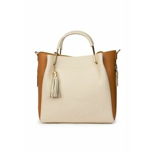 Geanta Fabiana din piele naturala pentru dama - Coniac/Crem - 32x32cm imagine