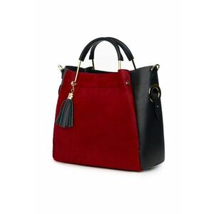 Geanta Fabiana din piele naturala pentru dama - Rosu/ Negru - 32x32cm imagine