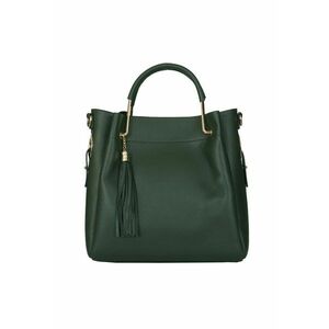 Geanta dama din piele naturala Fabiana cu model - Verde inchis imagine