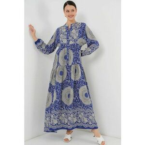 Rochie maxi - HiCCUP - imprimeu - albastru cobalt - gri - viscoza - Albastru imagine