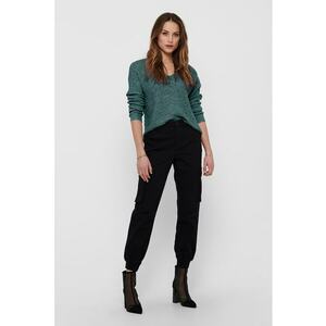 Pulover cu decolteu in V si maneci cazute New Megan - Verde inchis imagine
