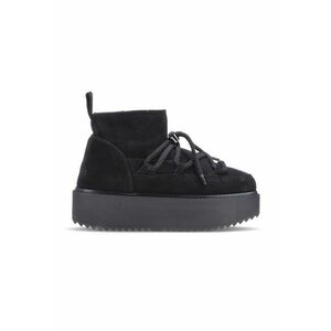 Ghete flatform din piele intoarsa - Negru imagine