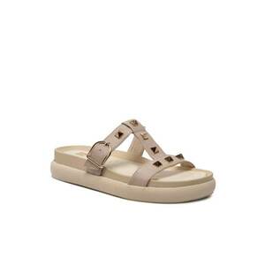 Papuci flip-flop cu tinte dama - Piele naturala - Bej imagine