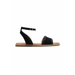 Sandale de piele intoarsa cu bareta lata - Negru imagine