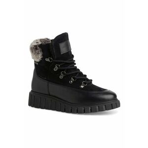 Ghete cu blana dama - casual - piele naturala/textil - negru imagine