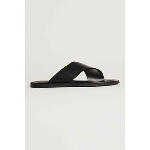 Papuci de piele - Negru imagine