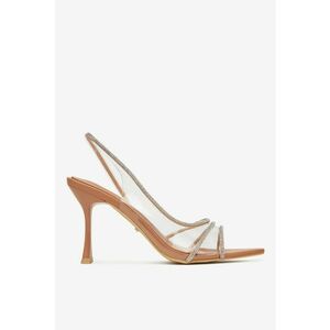 Sandale cu toc Bej - Material Sintetic - Bej imagine
