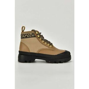Ghete de piele cu garnituri de material textil - Maro deschis imagine