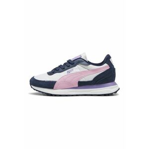 Pantofi sport cu model colorblock si garnituri din piele Road Rider BTS - Alb/Roz/Bleumarin imagine