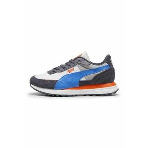 Pantofi sport cu model colorblock si garnituri din piele Road Rider BTS - Alb/Albastru/Gri inchis imagine