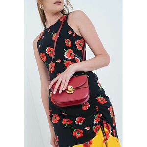 Geanta crossbody de piele cu clapa1 - Visiniu imagine