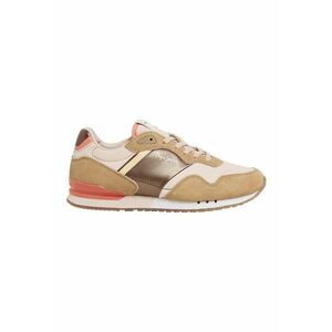 Pantofi sport colorblock cu insertii de piele intoarsa - Maro nisip/Auriu rose imagine