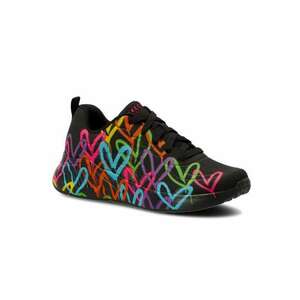 Pantofi sport de piele ecologica cu imprimeu contrastant Uno-Highlight Love - Negru imagine