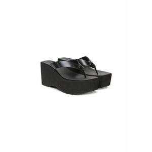 Papuci flip-flop dama CAR60 - Piele naturala - Negru - Negru imagine