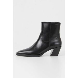 Botine de piele cu varf patrat - Negru imagine