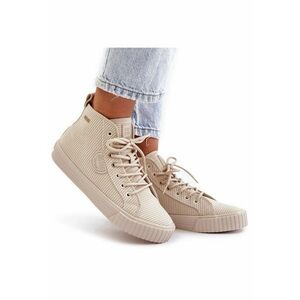 Tenisi dama Big Star - bej - material textil - talpa cauciuc - izolati cu blana de miel - insertie HI-POLY SYSTEM imagine