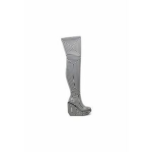 Cizme dama Wa Long Boot Hi - piele naturala - Alb/Gri imagine