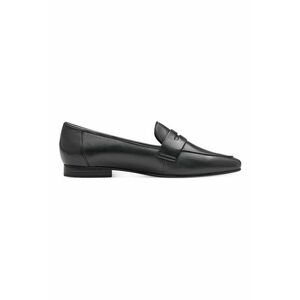 Pantofi loafer de piele cu varf rotund - Negru imagine