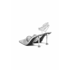 Slapi dama - CHROMED - Piele naturala - Argintiu imagine