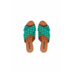 Slapi dama - 17156837 - Piele naturala - Verde imagine